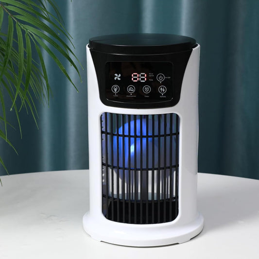 Portable 3-in-1 Air Conditioner Fan with Humidifier & Atmosphere Light – USB Mini Cooler for Home, Office & Travel