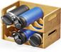 Bamboo Water Bottle Organizer Rack with Labels – 2-Pack 3-Slot Storage Shelf for Kitchen, Pantry, or Cabinet – Holds Up to 6 Bottles, Cups, or Wine Bottles