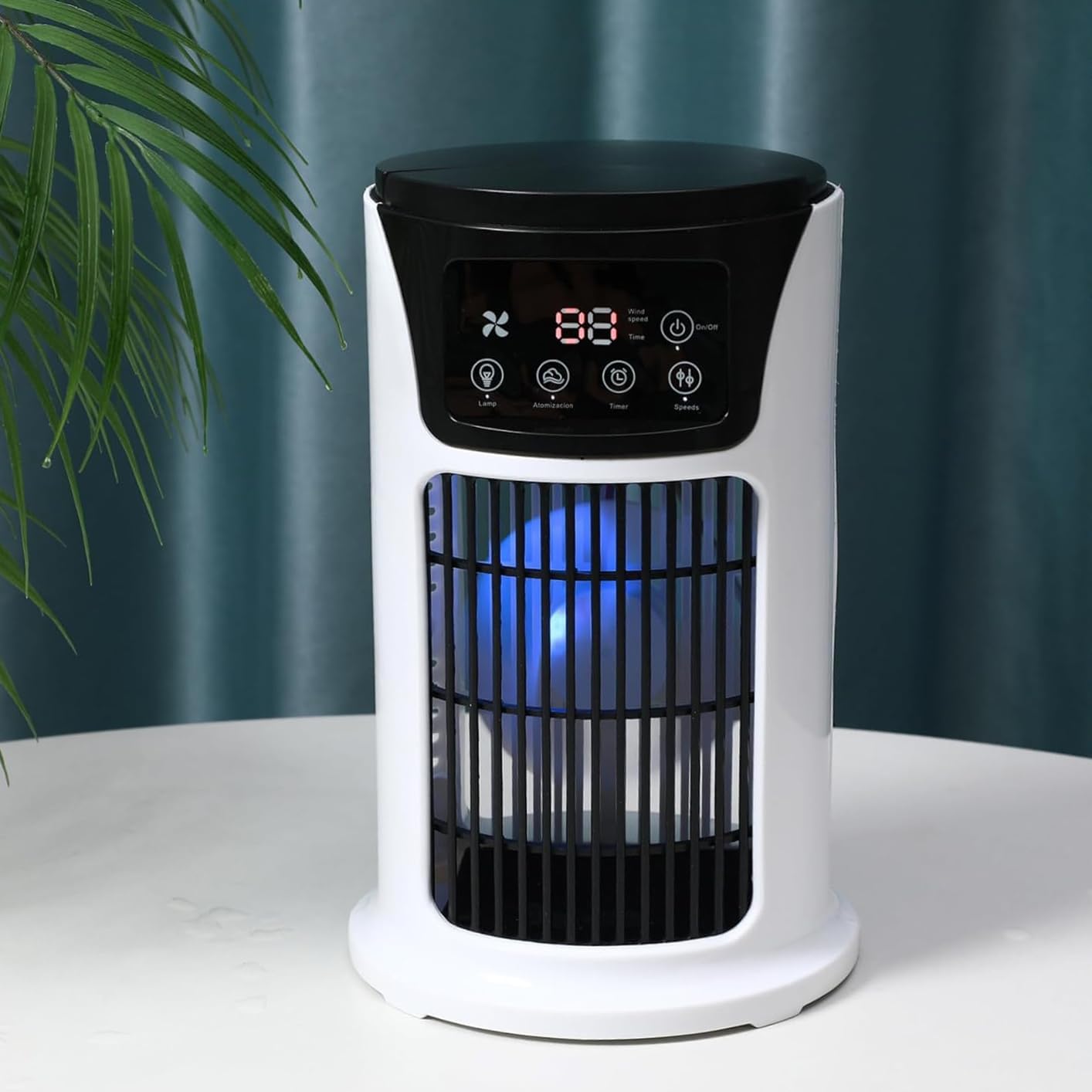 Portable 3-in-1 Air Conditioner Fan with Humidifier & Atmosphere Light – USB Mini Cooler for Home, Office & Travel