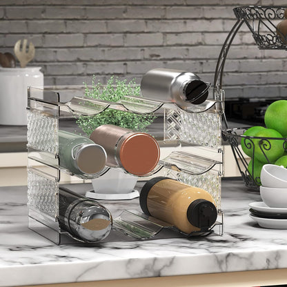 3-Tier Stackable Water Bottle Organizer Rack – Clear Space-Saving Holder for Kitchen, Pantry, or Refrigerator – Fits 40 oz Tumblers, Cups & Bottles
