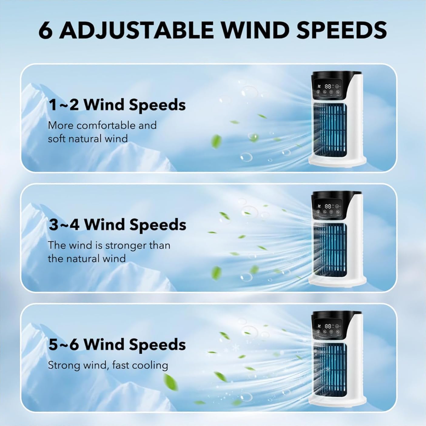 Portable 3-in-1 Air Conditioner Fan with Humidifier & Atmosphere Light – USB Mini Cooler for Home, Office & Travel