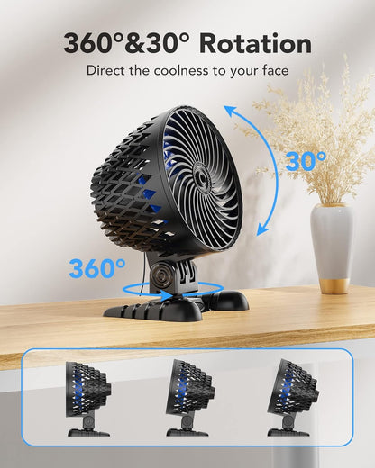 USB Desktop Small Fan, Stepless Speed Adjustment with Multiple Speed Levels, Portable Plug-In Personal Mini Fan,Quiet Powerful Airflow,Suitable for Office Home Dormitory Bedroom, 4.9 Feet Long Cable