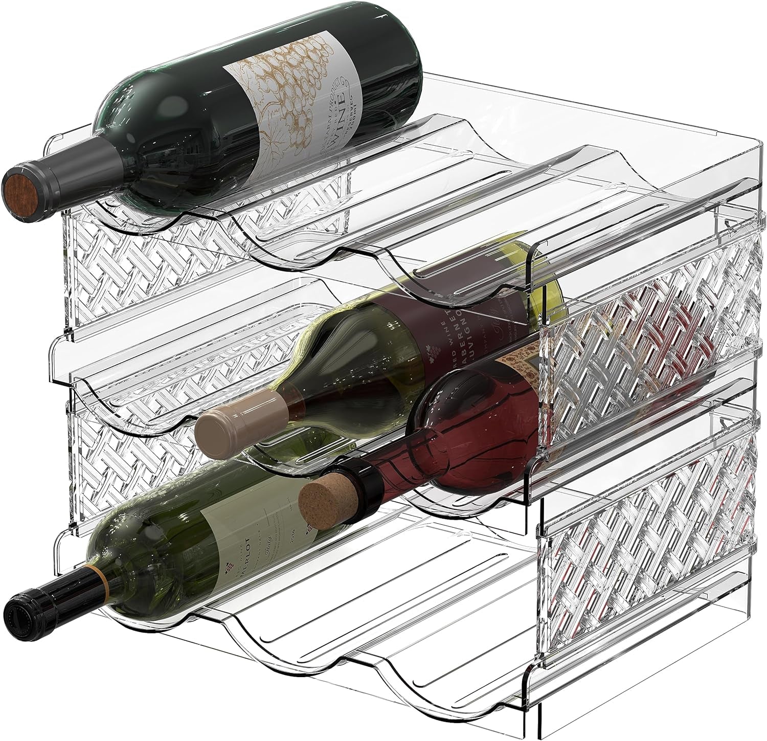 3-Tier Stackable Water Bottle Organizer Rack – Clear Space-Saving Holder for Kitchen, Pantry, or Refrigerator – Fits 40 oz Tumblers, Cups & Bottles